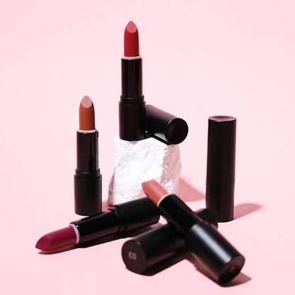 6-color Matte Private Label Solid Lipstick Custom Logo Velvet Black Tube Package Lipstick Bulk 5g Moisture Long-lasting Makeup