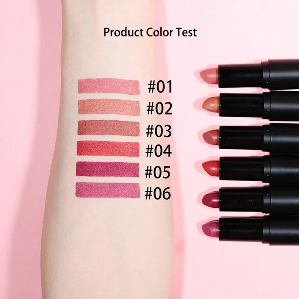 6-color Matte Private Label Solid Lipstick Custom Logo Velvet Black Tube Package Lipstick Bulk 5g Moisture Long-lasting Makeup